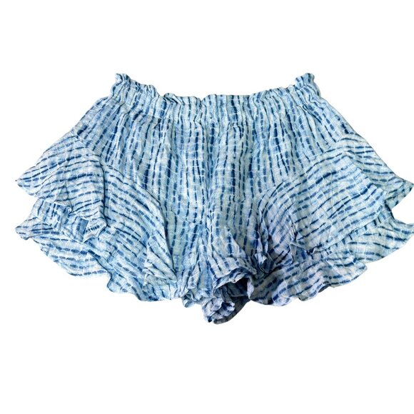 Aeropostale Blue Tie-Dye Ruffle Trim Shorts Womens Medium Lightweight Casual Sum - Picture 6 of 6